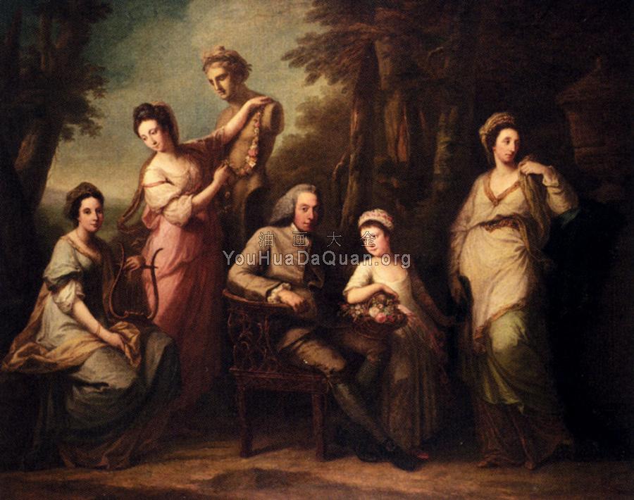Portrait Of Philip Tisdal With His Wife And Family - 安杰利卡·考夫曼